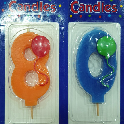 PROMO Number 8 and 0 Balloon Candle Set